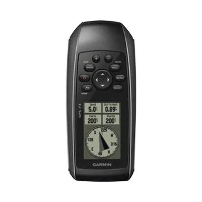 GPS portátil GPSMAP 73 con pantalla de cristal liquido, escala de 4 niveles de gris, hasta mil puntos de almacenamiento interno, sumergible y flotante.