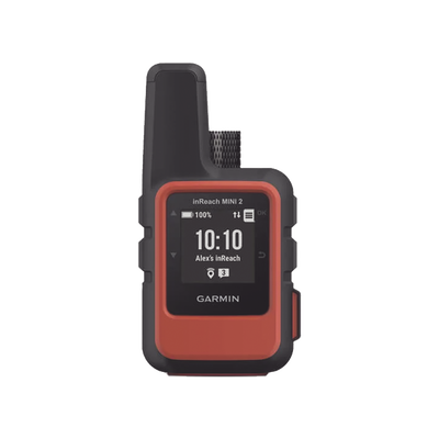 Navegador satelital InReach Mini 2 color naranja, con cobertura global mediante la red Iridium, cuenta con botón de emergencia, batería para hasta 50 horas, GPS y brujula.