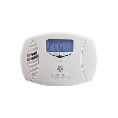 Alarma de monóxido de carbono (CO) enchufable con batería de respaldo y display digital