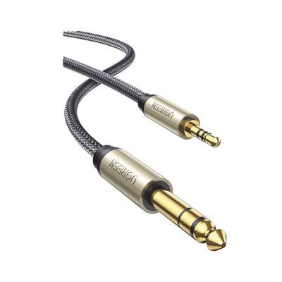Cable Audio Estéreo 3.5mm (1/8") TRS a 6.35mm (1/4") TS / 1 Metro / Audio de Hi-Fi / Trenza de Nylon / Blindaje Múltiple / Caja de Aleación Zinc / Núcleo de Cobre Puro / Compatibilidad Universal