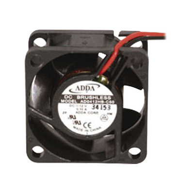 Ventilador Axial, sin Escobillas de 40 X 40 X 20 mm, Rodamiento de Baleros, Cables de 30 cm, 12 Vcc, 100 mA, 8.8 CFM.
