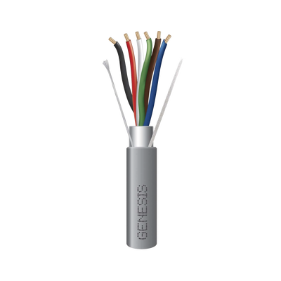 Bobina de 305 Metros de Cable / 6x22 AWG Blindado / Color Gris / Para Aplicaciones de Audio, Seguridad y Control