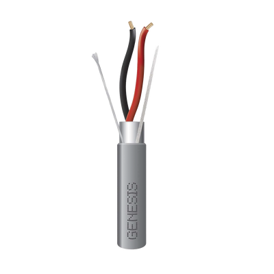 Carrete de 305 Metros de Cable / 2 x 16 AWG / Riser / Blindado / Tipo CMR-CL3R-FPLR-FT4 / Color Gris / Aplicaciones de alarmas de intrusión/Control de Acceso/ Automatización / Interfonos y Tv Porteros.