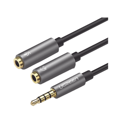 Cable Divisor en Y / De 3.5 mm Macho a Dos Salidas de 3.5 mm Hembra / CTIA, TRS / Núcleo de Cobre / TPE / Longitud 20 cm / Ideal para Separar el Micrófono de los Auriculares