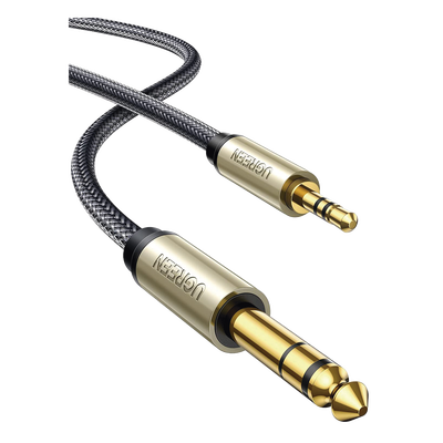 Cable Audio Estéreo 3.5mm (1/8") TRS a 6.35mm (1/4") TS / 5 Metros / Audio de Hi-Fi / Trenza de Nylon / Blindaje Múltiple / Caja de Aleación Zinc / Núcleo de Cobre Puro / Compatibilidad Universal