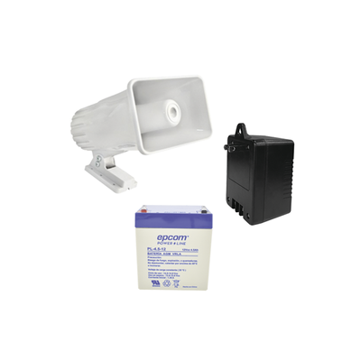 Kit de accesorios con Bateria 5.5 Ah, Transformador 16.5Vca y sirena de 30 watts