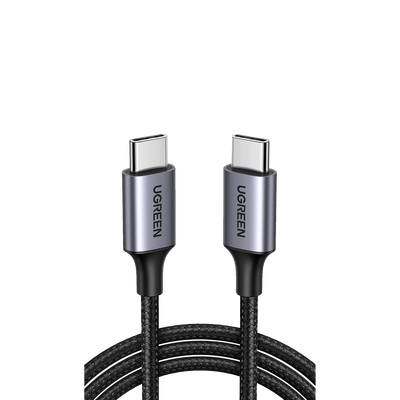 Cable USB-C a USB-C | 2 Metros | Transferencia de datos de 480 Mbps | Carga Rápida de hasta 60W | QC 4.0/3.0/2.0 | PD3.0 | FPC | AFC | Protección Integrada | Caja de Aluminio | Nylon Trenzado | Color Negro.