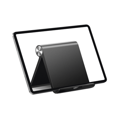 Soporte de Escritorio para Tablet / Ajustable de 0° a 100° / Goma Antiarañazos / Antideslizante / Amplia Compatibilidad con dispositivos de 4'' a 13'' / Plegable / ABS / Color Negro