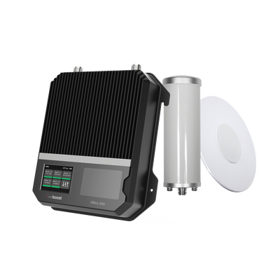 KIT Amplificador de señal celular 4G LTE, 3G y VOZ. Especial para cubrir áreas de hasta 4300 Metros Cuadrados por ser de grado comercial e industrial. Soporta múltiples operadores, tecnologías y usuarios.