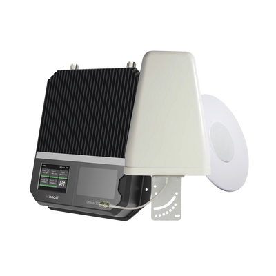 KIT Amplificador de señal celular 4G LTE, 3G y VOZ con antena direccional. Especial para cubrir áreas de hasta 4300 Metros Cuadrados por ser de grado comercial e industrial. Soporta múltiples operadores, tecnologías y usuarios.