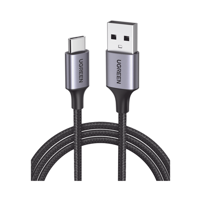 Cable USB-A a USB-C | 2 Metros | Transferencia de datos de 480 Mbps | Carga Rápida | QC 4.0/3.0/2.0 | FPC | AFC | Protección Integrada | Caja de Aluminio | Nylon Trenzado | Color Negro | 2 años de Garantía.