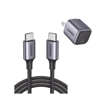 Kit de Cargador de 20w y Cable USB-C / Incluye 1 Pza 90902 / 1 Pza 50150 / Tecnología Inteligente / Carga Rápida / Cable de 1 Metro / Carcasa de Aluminio / Nylon Trenzado