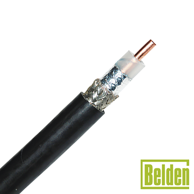 Retazo de 5 Metros de Cable coaxial tipo RG-8/U, conductor central de 2.74 mm en cobre sólido cal. 10, con 90% de blindaje de malla trenzada de cobre estañada + cinta Duobond, aislamiento de polietileno semi-sólido, forro de PVC. PREC