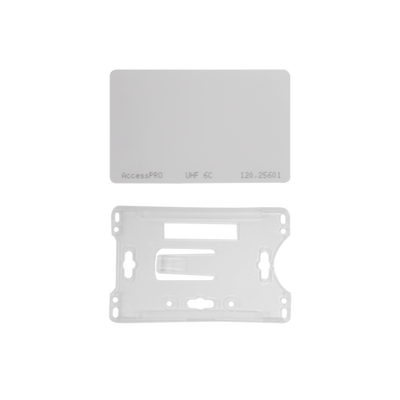 Kit de Tag UHF tipo Tarjeta para lectoras de largo alcance 900 MHZ / EPC GEN 2 / ISO 18000 6C / No imprimible / Incluye porta tarjeta