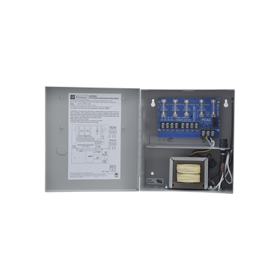 Fuente de poder ALTRONIX de 24 Vca @ 3.5 Amper o 28 Vca @ 3.0 Amper, para 4 cámaras, Con voltaje de entrada de 115 Vca, Con capacidad de batería de respaldo, Requiere batería