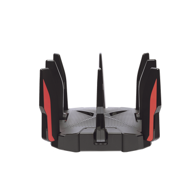 Router de juegos de banda triple WiFi 6 con 8 antenas.
