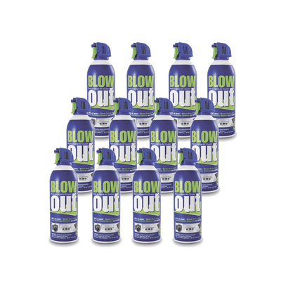 Paquete de 12 latas de removedor de polvo multipropósito en aerosol, ideal para limpieza de dispositivos electrónicos