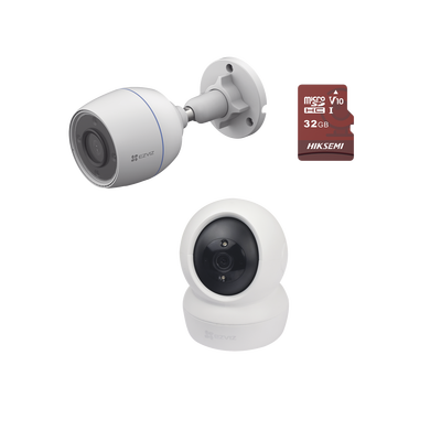 Kit de cámaras WiFi / Incluye 1 pieza C6N Para Uso en Interior / 1 pieza CS-H3C Para Uso en Exterior / 1 PZA Micro SD HS-TF-E1/32G / Detección de Movimiento / Notificaciones Instantáneas