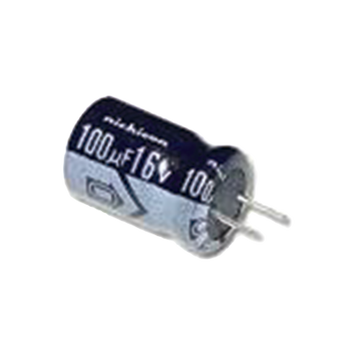 Capacitor Electrolítico de Aluminio, Radial de 100 µFd, 16 Vcc, 105 °C, 5.0 x 11 mm.