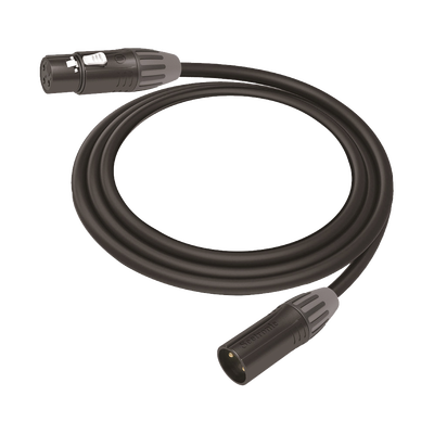 Cable XLR | 3 polos | Conector Hembra-Macho | Serie M | Carcasa Negra | Contactos Dorados | Ideal para Microfonía | Longitud 10m