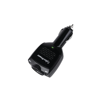 Cargador USB Portátil Vehicular, Para Viaje, Con 2 puertos USB 2.1 Amp y 1 Salida 12 Vcc de Encendedor