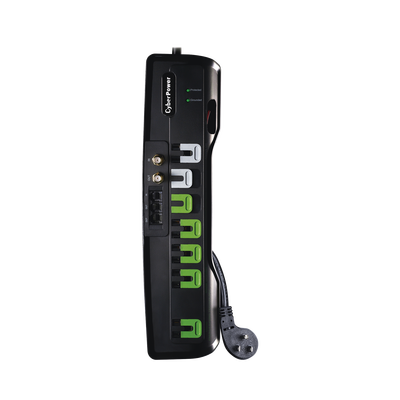 Multicontacto Con Supresor de Picos, Voltaje de Entrada 125 Vca NEMA 5-15P, Con 7 Salidas NEMA 5-15R, 1950 Joules, Protección RJ11 y Coaxial RG6