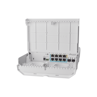 (CSS610-1Gi-7R-2S+OUT) netPower Lite 7R Switch Smart 7 puertos PoE Inverso Gigabit, 2 SFP+ 10G, para exterior