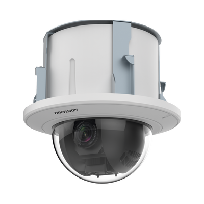 Domo PTZ IP 2 Megapixel / 25X Zoom / Uso en Plafon / ACUSENSE / DARKFIGHTER / IK10 / Entrada y Salida de Audio y Alarmas / WDR 120 dB / HLC / EIS / PoE+ / Metal / microSD