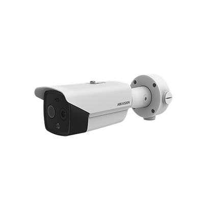 Bala IP Dual / Térmica 6.2 mm (160 x 120) / Óptico 8 mm (4 Megapixel) / DETECCIÓN DE PERSONAS 182 m / 40 mts IR / Exterior IP67 / PoE / Termométrica / Detección de Fuego / Detección de T / Micro SD 32 GB Incluida