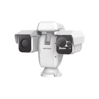 Punta de Poste IP Dual / Térmica 75 mm (384 X 288) + Óptico 4 MP 40X / 800 mts IR / IP66 / Detección de Temperatura / microSD