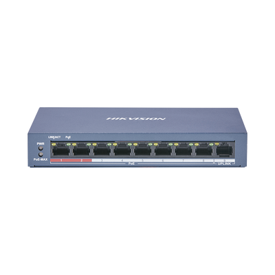 Switch PoE+ / No Administrable / 8 Puertos 10/100 Mbps PoE+ / 1 Puerto 100 Mbps Uplink / PoE hasta 250 metros / 60 W