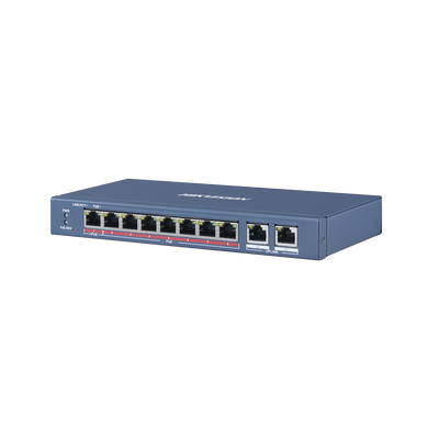 Switch PoE+ / No Administrable / 6 Puertos 10/100 Mbps 802.3 af/at (30 W) / 1 Puerto 10/100 Mbps Hi-PoE (90 W) / 2 Puertos 1000 Mbps Uplink / Modo Extendido hasta 300 Metros / 110 Watts