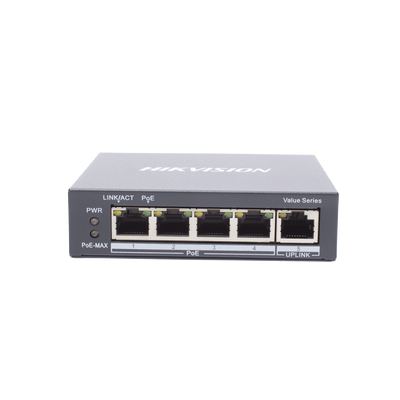 Switch Gigabit PoE+ / No Administrable / 4 Puertos 1000 Mbps PoE+ / 1 Puerto 1000 Mbps Uplink / 35 Watts