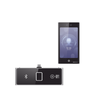 Terminal Facial Min Moe WiFi con pantalla de 7" y Lector de Huellas, Códigos QR y Bluetooth / Exterior IP65 / 10,000 rostros y 50,000 tarjetas / Soporta módulo lector de Huella, QR y Bluetooth / HIK-IA