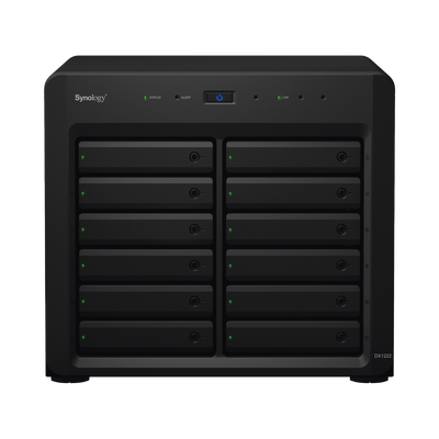 Unidad de Expansión Synology DX1222 | 12 Bahías para HDD/SSD SATA 3.5" o 2.5" | Intercambio en Caliente | Puerto Mini-SAS HD | Garantía de 5 Años.