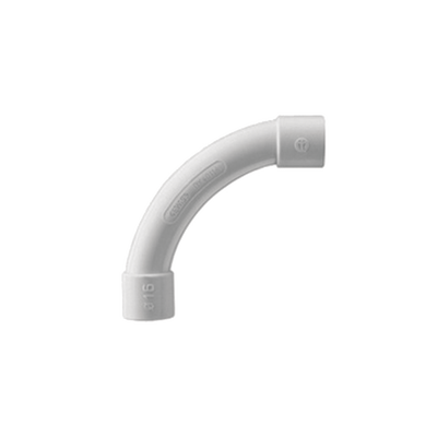Curva de radio estrecho para tubería rígida, recomendado para cables de datos, PVC Auto-extinguible, de 40 mm