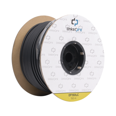 Carrete de Fibra Óptica Monomodo con conectores LC-LC Duplex, Reforzada con Kevlar, de 150 metros, Para instalaciones subterráneas por tubería