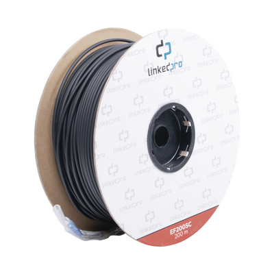 Carrete de Fibra Óptica Monomodo con Conectores SC-SC Duplex, Reforzada con Kevlar, de 200 metros, Para instalaciones subterráneas por tubería