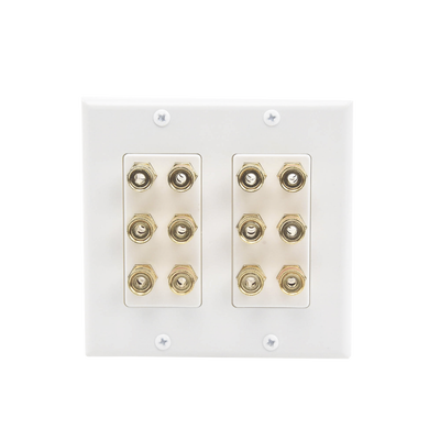 Placa de Pared | Postes de Unión Tipo Banana | Conexión para 6 Altavoces | Fácil Instalación | Conectores Chapados en Oro