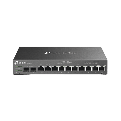Router Omada VPN / SDN Multi-WAN 1G / Switch con PoE y Controlador / 2 puerto WAN/LAN SFP 1G / 1 Puerto RJ45 WAN / 1 Puerto WAN/LAN RJ45 / 8 Puertos PoE+ LAN RJ45 / 24,980 Sesiones Concurrentes / Administración por Controlador Omada o Stand-Alone