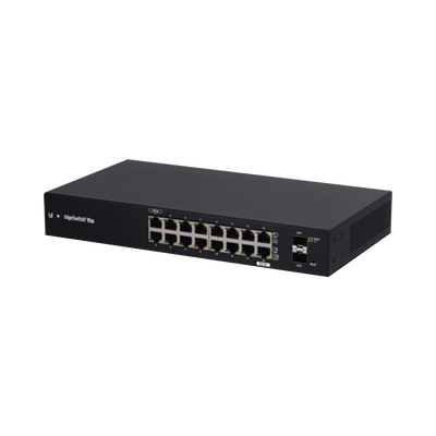 EdgeSwitch 18X Administrable para WISP asequible y sin ventilador con (16) puertos Gigabit RJ45 y (2) puertos SFP
