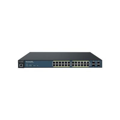 Switch PoE Administrable de 24 Puertos Gigabit, 4 Puertos SFP, Soporta Hasta 410 W con Opción de Controlador para Serie Neutron y Enturbo.