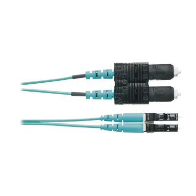 Jumper de Fibra Optica Multimodo 50/125 OM4, LC-SC Duplex, OFNR (Riser), Color Aqua, 3 Metros