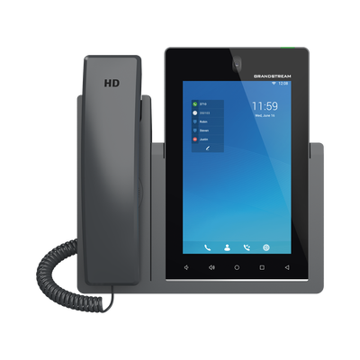Teléfono IP Android 11, 16 líneas SIP con 16 cuentas, pantalla táctil  7", puertos Gigabit, Wi-Fi, Bluetooth, PoE, codec Opus, IPV4/IPV6 con gestión en la nube GDMS