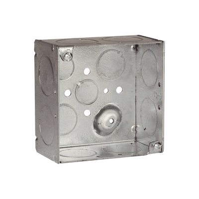 Caja Cuadrada Galvanizada de 4" x 4"/ Profundidad de 2 1/8" /8 Entradas 1", 3 Entradas 1/2" y 2 Entradas 3/4"/ Soldada.