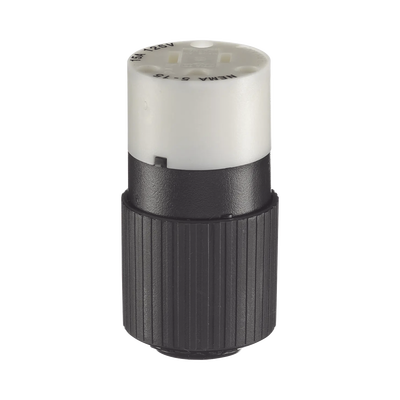 Conector de 15 A 125 V CA/ 2 Polos 3 Hilos/ Grado Industrial/ Color Blanco y Negro/ NEMA 5-15R.