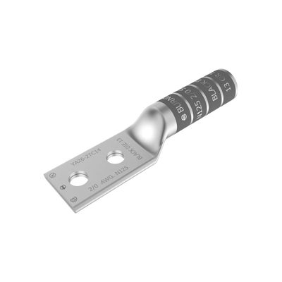 Zapata Terminal de Cobre Electrolítico/ Cañon Largo con 2 Perforaciones para Tornillos de 1/2" / Cable Calibre 2/0 / Espaciamiento entre orificios de 1 3/4".