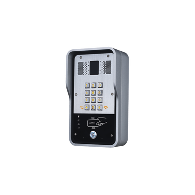 Audio Portero IP 2 líneas SIP con relevador integrado, Lector RFID para acceso por clave numérica, tarjeta o llamada remota, PoE