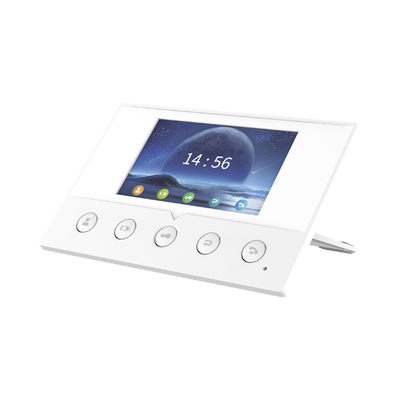 Monitor IP/SIP para interior, Wi-Fi, pantalla a color de 4.3", audio de 2 vías, PoE, 8 interfaces de entrada de alarma.