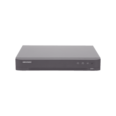 DVR 16 Canales TurboHD + 8 Canales IP / 5 Megapixel Lite - 3K Lite / Acusense (Evita Falsas Alarmas) / Reconocimiento de Rostros (Base de Datos) / Audio por Coaxitron / 1 Bahía de Disco Duro / H.265+